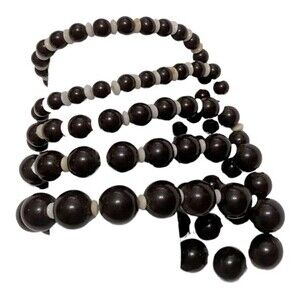 Brown/White Elastic Bead Bracelet (Set of 5)